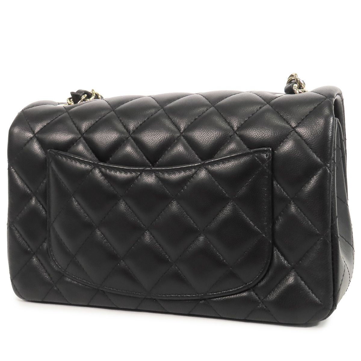 Chanel Classic Black Gold Lambskin Quilted Mini Chain Shoulder Bag — view 2