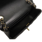 Chanel Classic Black Gold Lambskin Quilted Mini Chain Shoulder Bag — view 5