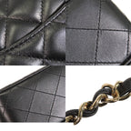 Chanel Classic Black Gold Lambskin Quilted Mini Chain Shoulder Bag — view 6