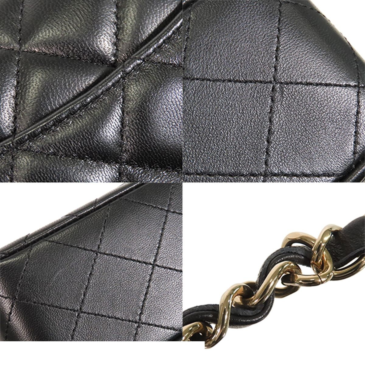 Chanel Classic Black Gold Lambskin Quilted Mini Chain Shoulder Bag — view 6