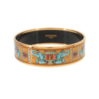 Hermes Enamel GM Bangle Bracelet Mustard Multicolor Gold Elephant