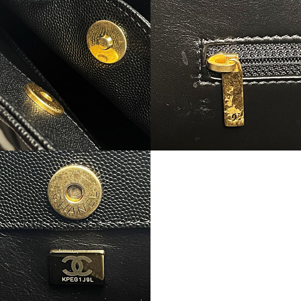 Chanel Quilted As3634 Black Chain Tote Bag Caviar Leather Gold Hardware — view 7