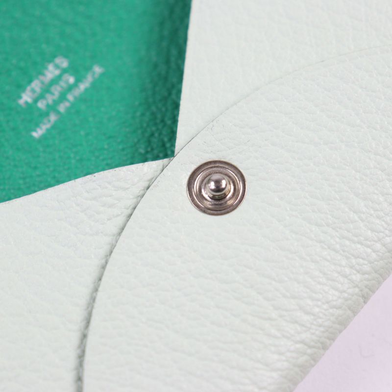 Hermes Calvi Verso Chevre Verre Fizz Mint Coin Case Stamped — view 6