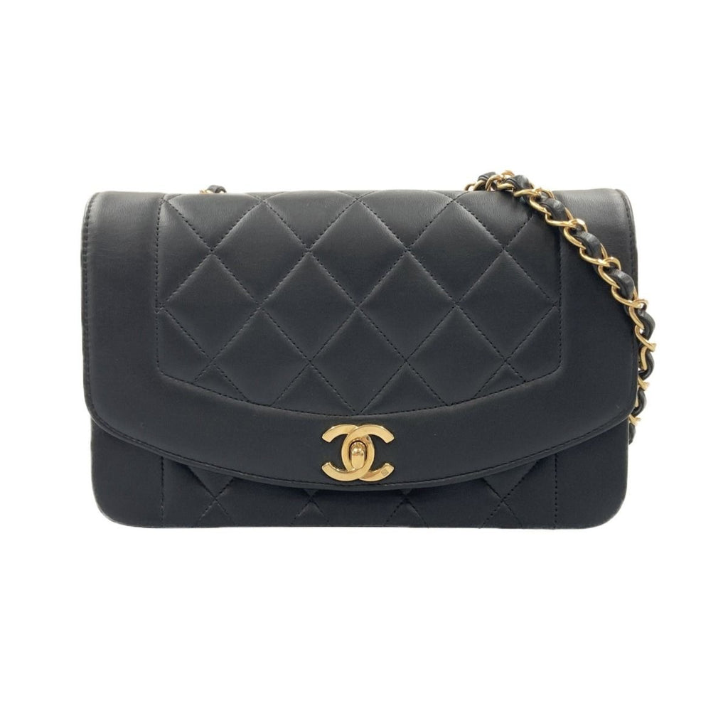Chanel Diana Quilted Chain Shoulder Bag Black
