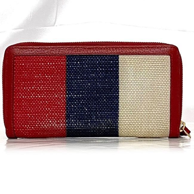 Gucci Round Zipper Long Wallet Red Navy — view 2