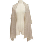 Hermes les Sangles Silk Echarpe Foulard with Fringe Shawl Beige — view 3