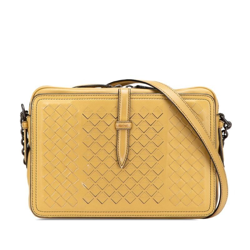 Bottega Veneta Intrecciato Shoulder Bag Khaki Leather