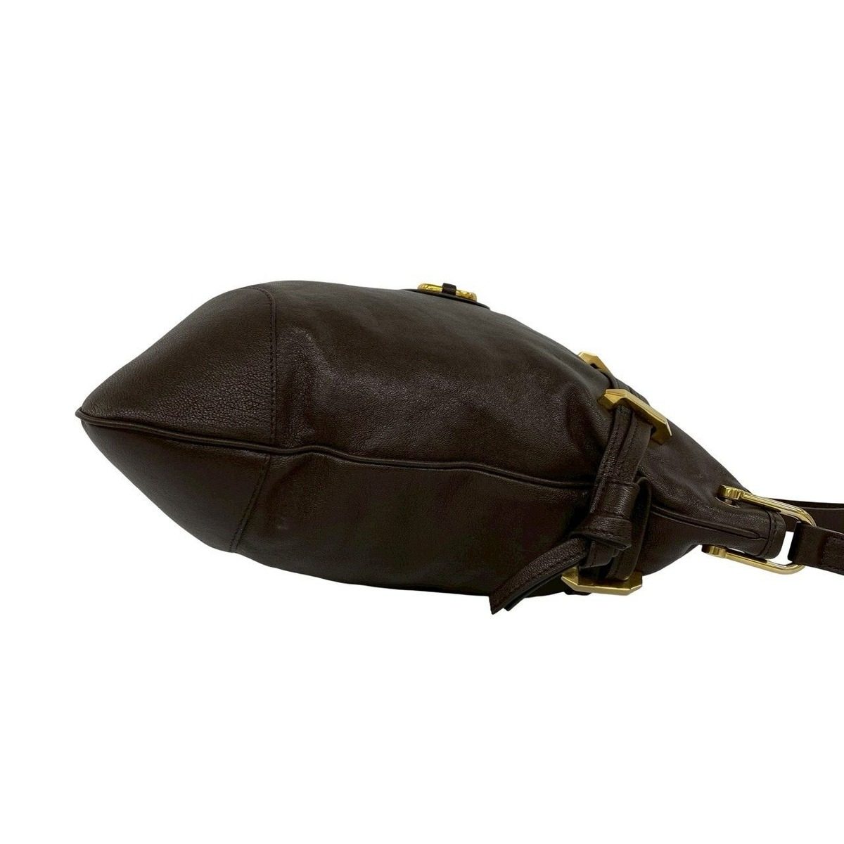 Gucci Horsebit Leather Drawstring Shoulder Bag Brown — view 6