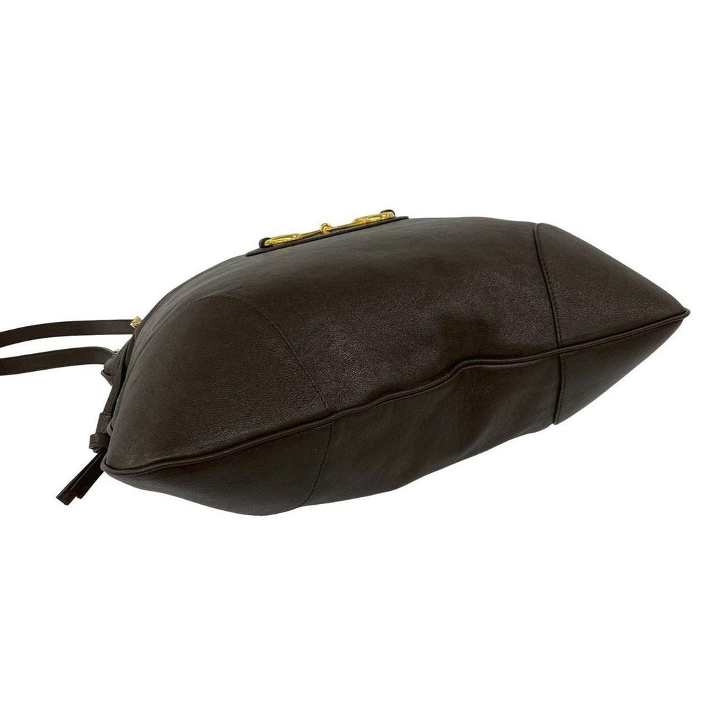 Gucci Horsebit Leather Drawstring Shoulder Bag Brown — view 7