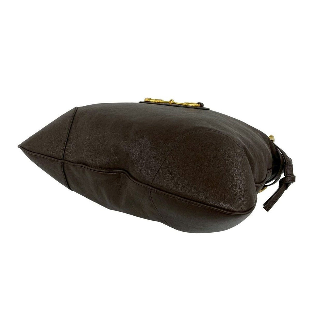 Gucci Horsebit Leather Drawstring Shoulder Bag Brown — view 8