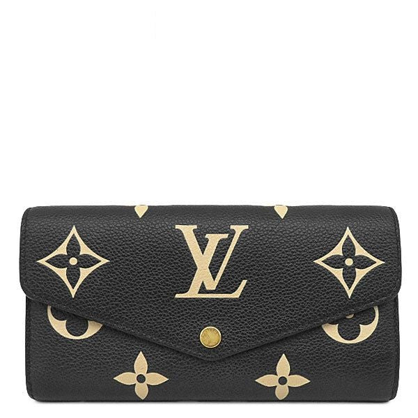 Louis Vuitton Wallet Portefeuille Sarah Monogram Empreinte Black Beige Gold