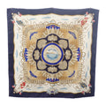 Hermes Carre 90 Ship's Handrail Railing Scarf Large Silk Ivory Blue Gold