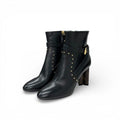 Louis Vuitton Silhouette Line Boots Short Shoes Leather Black Brown Gold Lvlogo