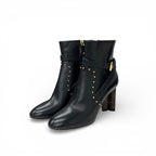 Louis Vuitton Silhouette Line Boots Short Shoes Leather Black Brown Gold Lvlogo