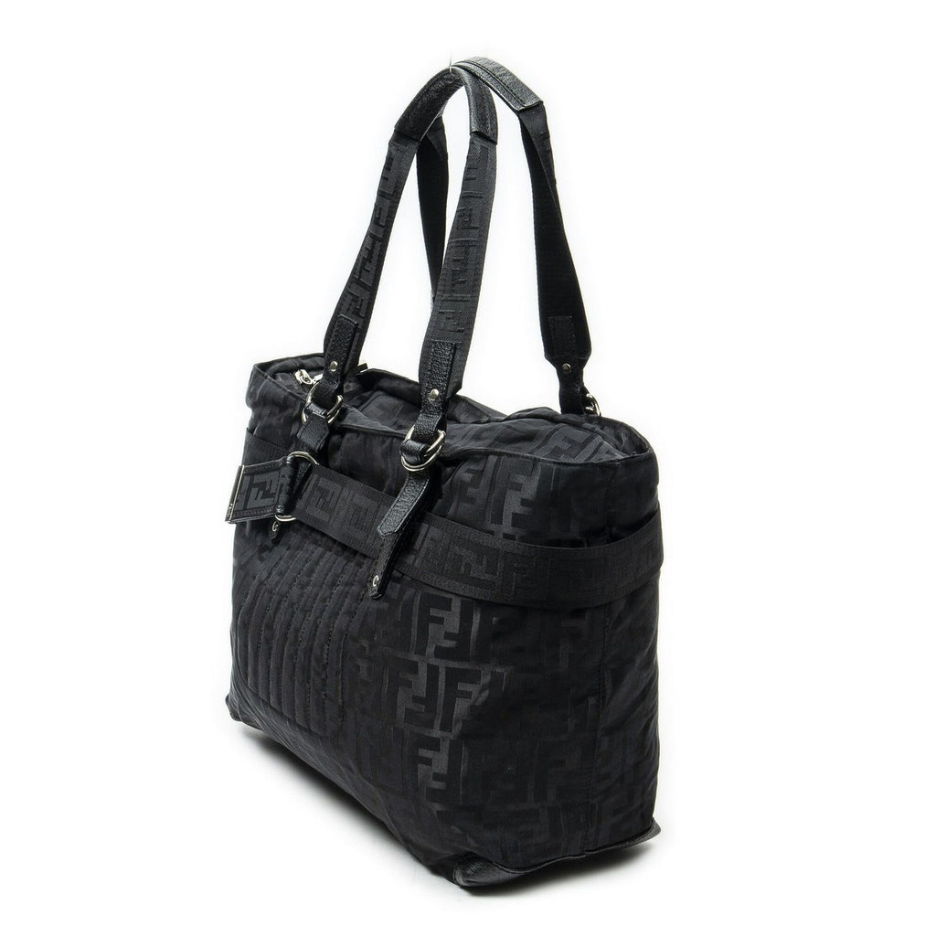 Fendi Medium Belt Tote Black Zucca Nylon Canvas — view 2