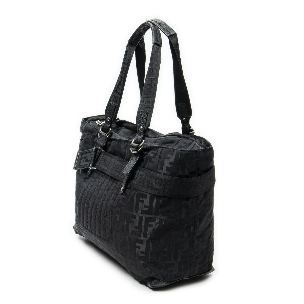 Fendi Medium Belt Tote Black Zucca Nylon Canvas — view 2