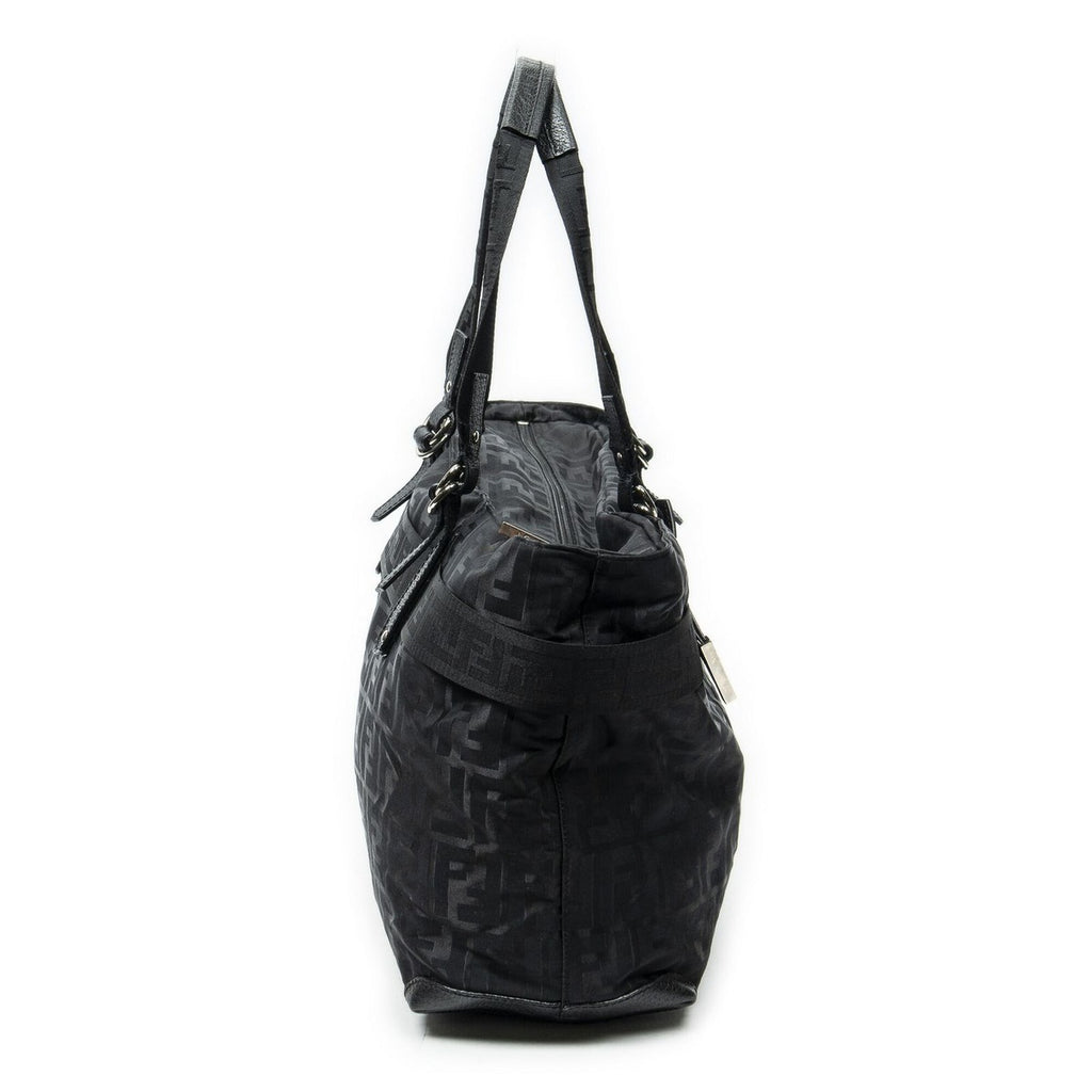 Fendi Medium Belt Tote Black Zucca Nylon Canvas — view 4
