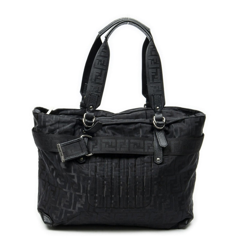 Fendi Medium Belt Tote Black Zucca Nylon Canvas