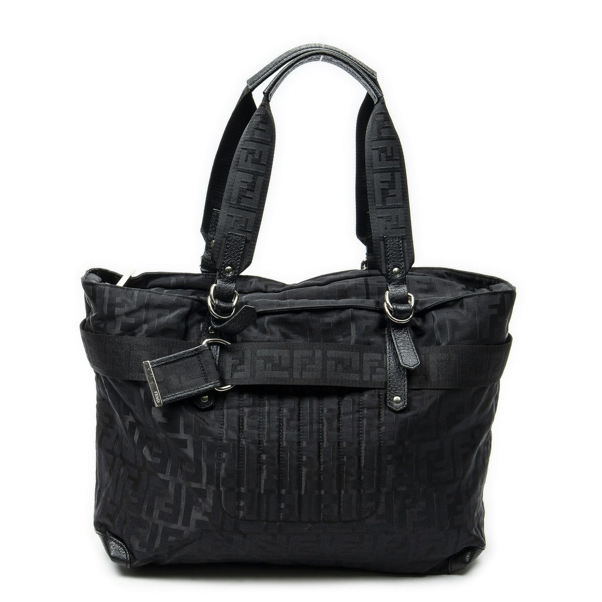 Fendi Medium Belt Tote Black Zucca Nylon Canvas