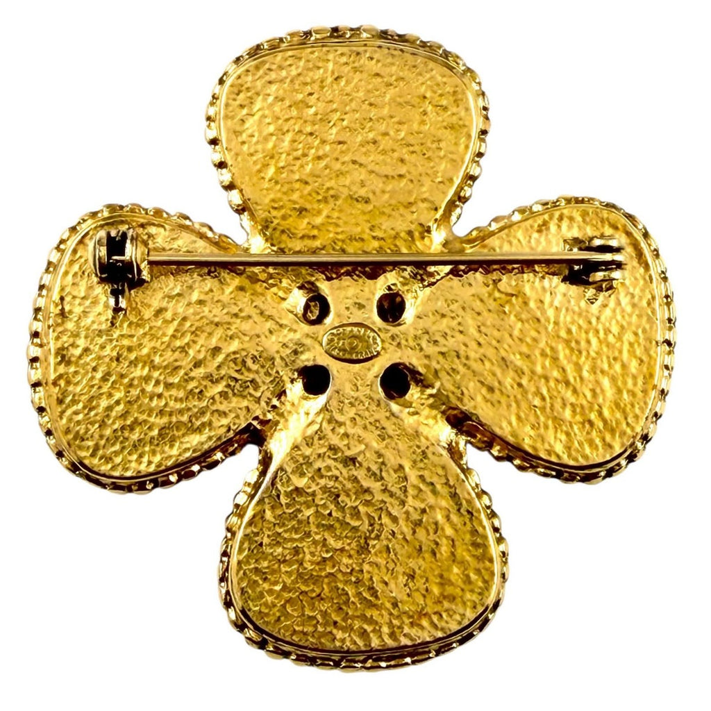 Chanel Vintage CC Logo Gripoix Flower Brooch Multi Gold — view 3