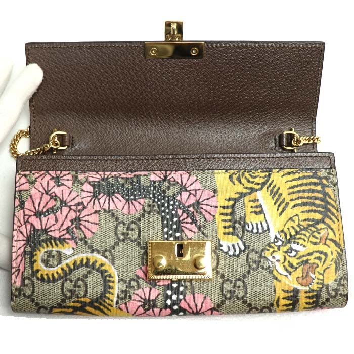 Gucci GG Supreme Chain Wallet Bengal Tiger Cherry Blossom Pattern Long — view 3