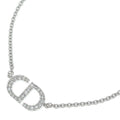 Dior Petit CD Logo Rhinestone Necklace Pendant Chain Silver