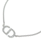 Dior Petit CD Logo Rhinestone Necklace Pendant Chain Silver