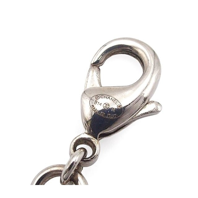 Chanel Necklace Silver Metal Costume Pearl Rhinestone CC Logo — view 4