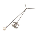 Chanel Necklace Silver Metal Costume Pearl Rhinestone CC Logo
