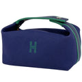 Hermes Bric-a-Brac PM Bath Pouch Logo Handbag Cotton Marine