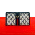 Gucci Vintage Sherry Line GG Logo Leather Bifold Wallet Navy