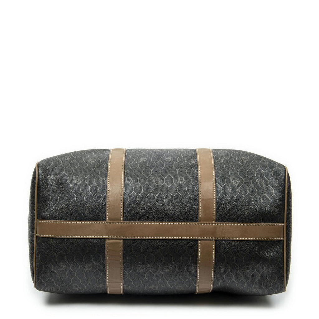 Dior Vintage Small Travel Boston Dark Gray Brown Honeycomb Canvas — view 6