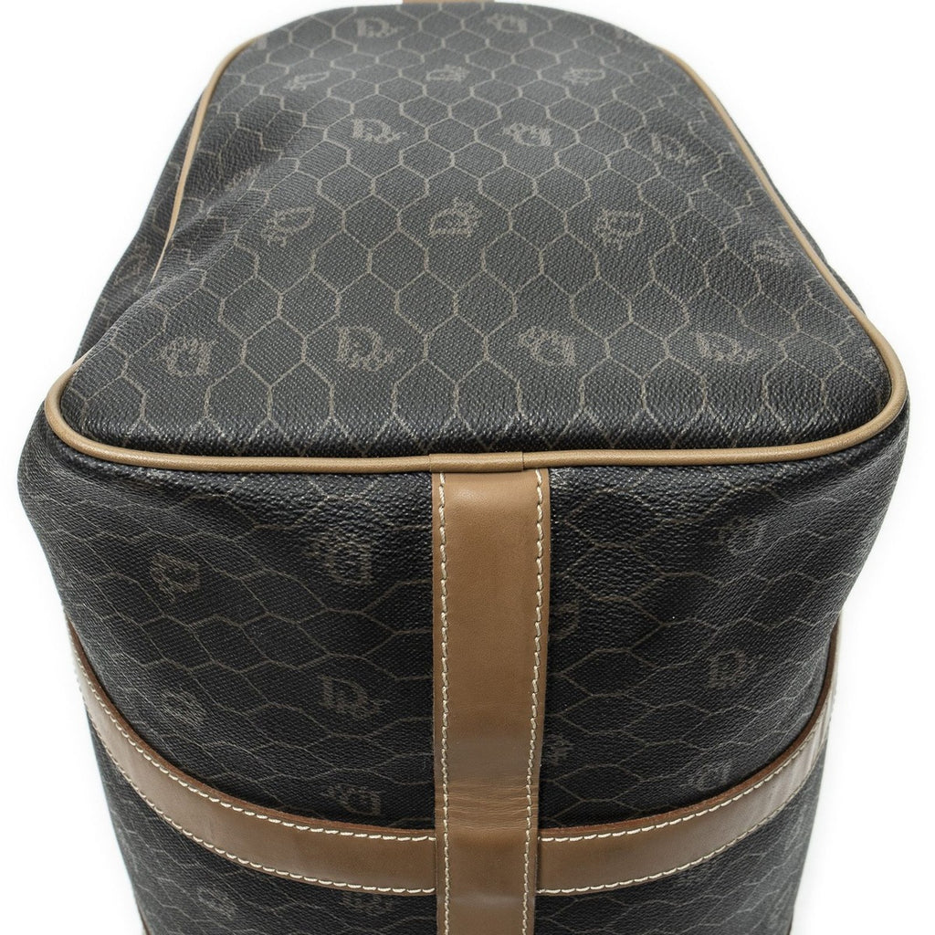 Dior Vintage Small Travel Boston Dark Gray Brown Honeycomb Canvas — view 8