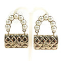 Chanel Earrings Quilted Gold