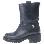 Chanel Engineer Boots Black Leather