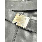 Louis Vuitton Leather Cross Belt Heel Long Boots 34 1 2 El0503 Black — view 5