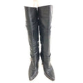 Louis Vuitton Leather Cross Belt Heel Long Boots 34 1 2 El0503 Black