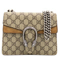 Gucci Dionysus Chain Shoulder Bag GG Supreme Beige Suede