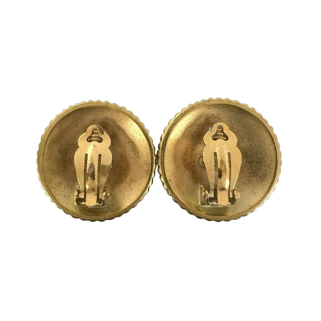 Chanel Round Logo Metal Gold Earrings — view 3