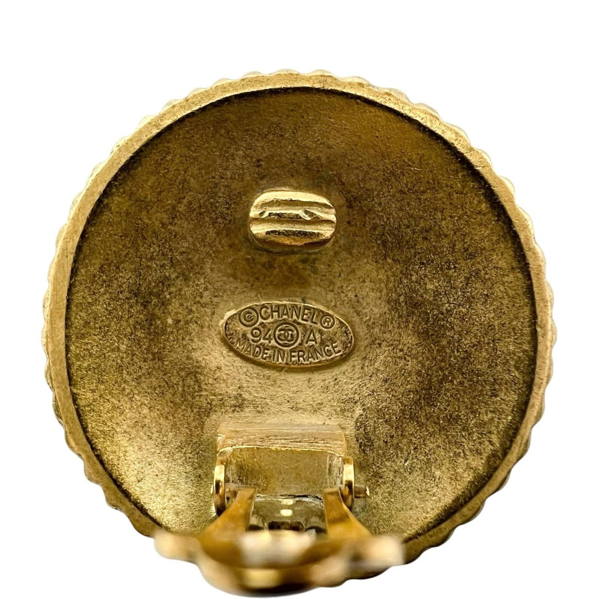 Chanel Round Logo Metal Gold Earrings — view 5