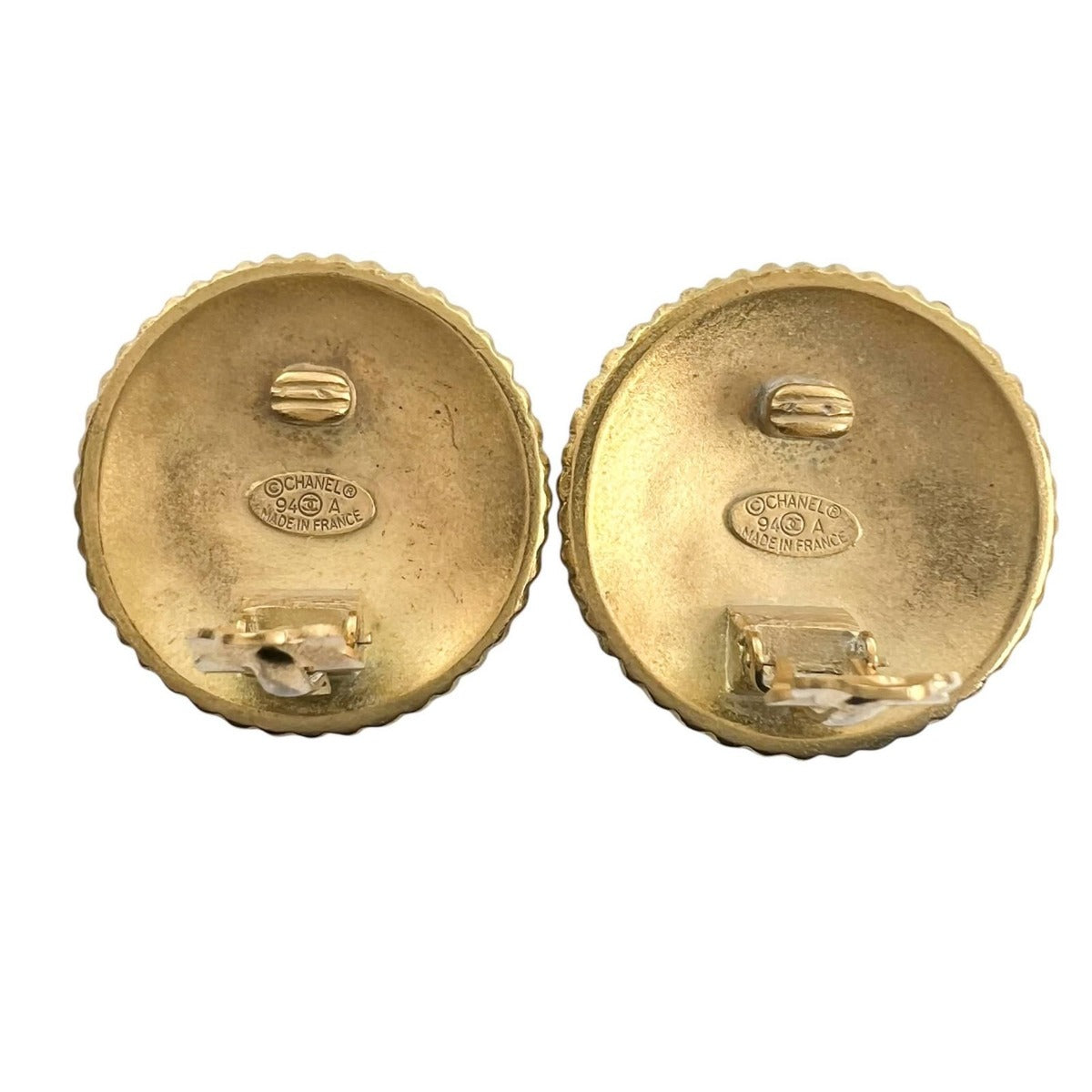 Chanel Round Logo Metal Gold Earrings — view 8