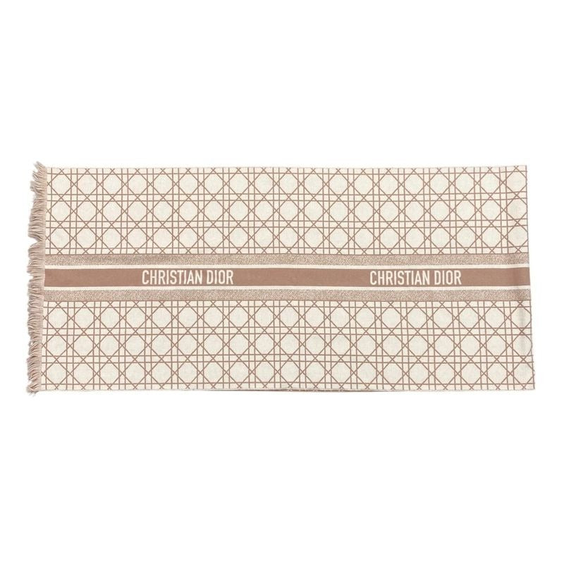 Christian Dior Scarf Cannage 31 Can205 I005 Logo Cashmere Wool Pink White