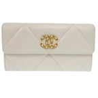 Chanel 19 Ap0955 Lambskin White Coco Mark 30 Long Wallet 0766