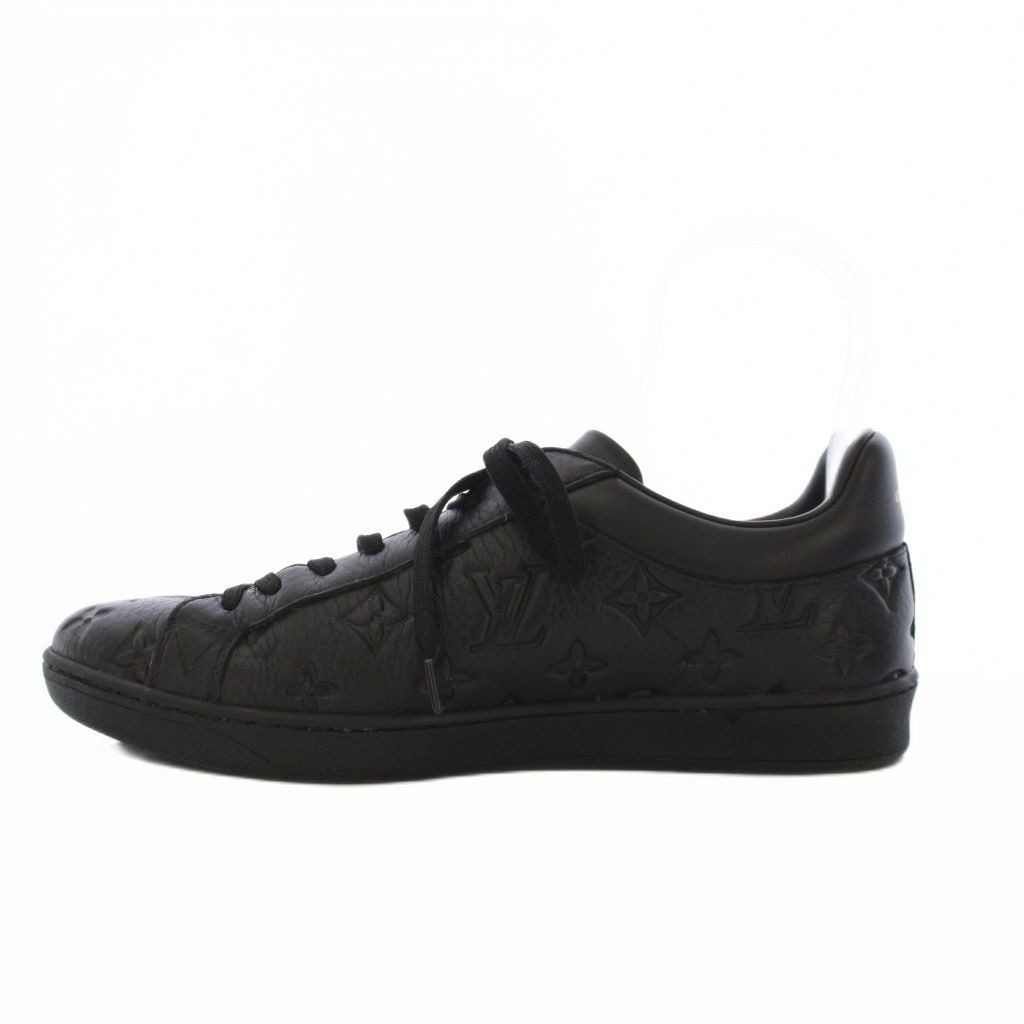 Louis Vuitton Luxembourg Line Monogram Eclipse Sneakers Shoes Leather 7 Black YT