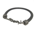Saint Laurent Paris Logo Leather Black Bracelet 1380