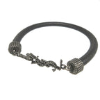 Saint Laurent Paris Logo Leather Black Bracelet 1380