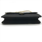 Chanel CC Logo Cotton Jersey Quilted Chain Shoulder Bag Black — view 3