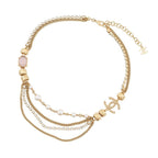 Chanel Necklace CC Logo Stone Crush Rhinestone Faux Pearl