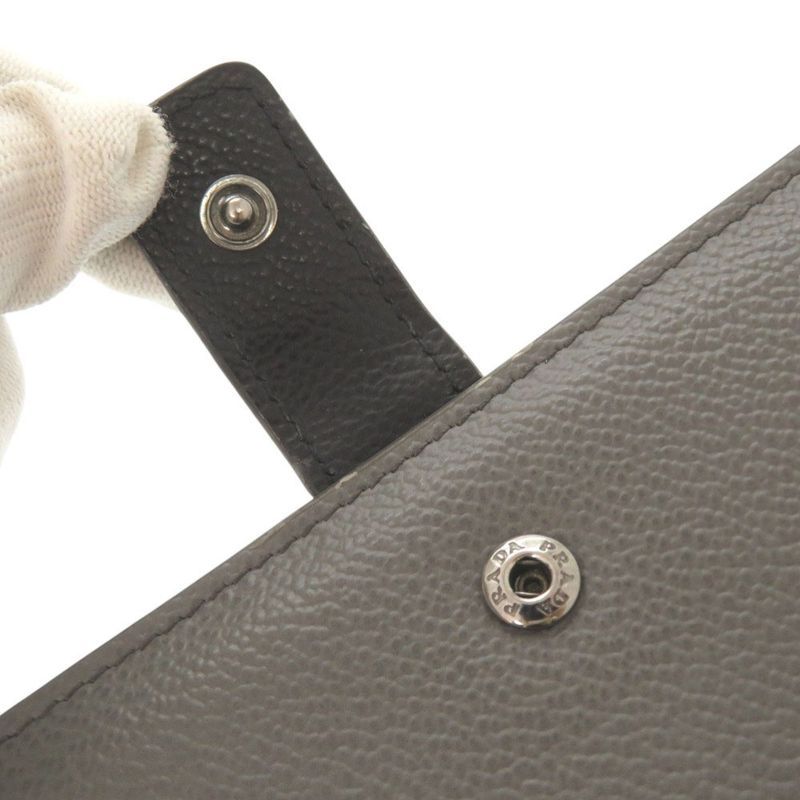 Prada Leather Gray Bifold Long Wallet 1332 — view 9