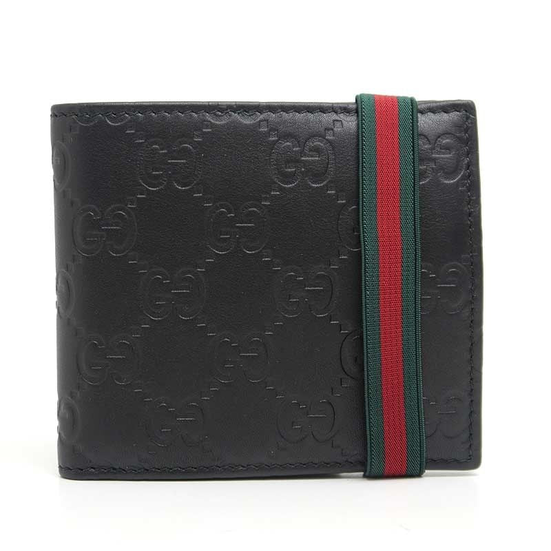 Gucci Bifold Wallet Leather Guccissima Black